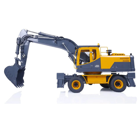 1 14 RC Model Metal Hydraulic Aoue ET30H Wheeled Excavator With Full Metal Frame High Torque Motor ESC Servo LED Light Kit Realistic Working Pistons Durable Construction For Serious RC Nerds And Builders, side view