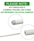 Two Pack 304 Stainless Steel Weld Nipple Pipe Fittings With One Quarter Inch NPT Male Threads, Sixteen Inch Length, Cast Pipe