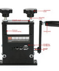 Heavy Duty Cable Wire Stripping Machine Compatible With Power Drill Or Hand Crank Compact Metal Construction For Quick And Easy Stripping Of Various Wire Sizes Boost Productivity On Any Project, featuring hand crank and adjustable knobs.
