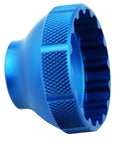 Beast 16 Notch Bottom Bracket Tool For 44mm Outer Bearing, Aluminum CNC Machined Blue, side view showing notches
