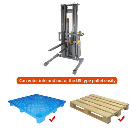 Straight Up Powerhouse Full Electric Walkie Pallet Stacker With Rock Solid Straddle Legs For Smooth 220 Inch Lift Height And Zero Sweat 3300 Pound Capacity Load Handling