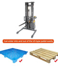 Heavy Duty Full Electric Walkie Pallet Stacker With Straddle Legs 3300 Lb Capacity for US type pallets and smooth operations.