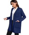 Women's Professional Lab Coat With 4 Button Front Long Sleeve Medical Coat With Three Pockets Navy Blue Sizes XS To XXL Premium 80 Percent 20 Percent Polyester Rayon Blend For Breathable Durable Comfort On Long Shifts
