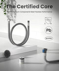 Top Tier Three Way Kitchen Faucet With Built In Water Filter Dispenser In Sleek Brushed Nickel Finish showing certified core components.