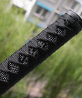 Close-up of Hardwood Tsuka Katana Handle 10.2 Inch DIY Samurai Sword Grip With Alloy Copper Iron Fittings Real Or Fake Samegawa Black Ito Material