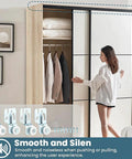 Sliding Door Hardware Wardrobe Roller Kit With Four Wheels For Top Hung Bypass Doors For Kitchen And Pantry installed on wardrobe