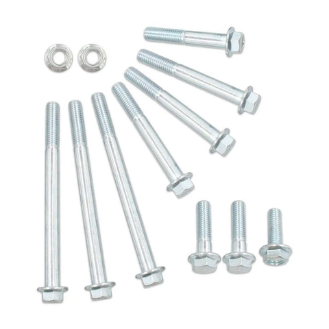 Chevrolet LS Engine Serpentine Bracket And Power Steering Pump Swap kit bolts and screws in silver finish