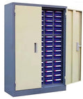 Heavy Duty Nut And Bolt Organizer Cabinet With 75 Drawers And Door, Durable Stainless Steel Frame, ABS Drawers With Anti Slip Base