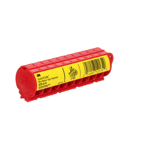 Wire Marker Tape Dispenser With Numbered Label Rolls 0 To 9, Pressure Sensitive Acrylic Adhesive, red compact unit