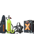 Compact 1L Scuba Tank For Shallow Dives Under 16 Feet DOT Certified Cylinder Kit including mask and compressor setup