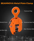 BEAMNOVA orange 2-ton vertical plate lifting clamp with thickened ring and steel gear.