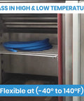Hybrid Air Hose 3/8 Inch By 100 Feet 300 PSI in a temperature control chamber showing flexibility from -40° to 140°F.