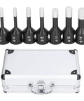 Heavy Duty 7 Piece Gemstone Drill Bits Set With M14 Thread For Wet Dry Drilling On Marble Tile Granite And Stone. Premium Brazing Hole Saw Kit In Durable Aluminum Storage Case For Precise Work., 7 diamond-coated bits with aluminum case