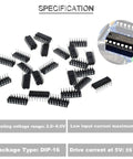 SN74HC595N 8 Bit Serial In Parallel Out Shift Register With Three State Outputs DIP 16 High Speed Transmission Includes 20 DIP 16 IC Sockets on black DIP-16 chips