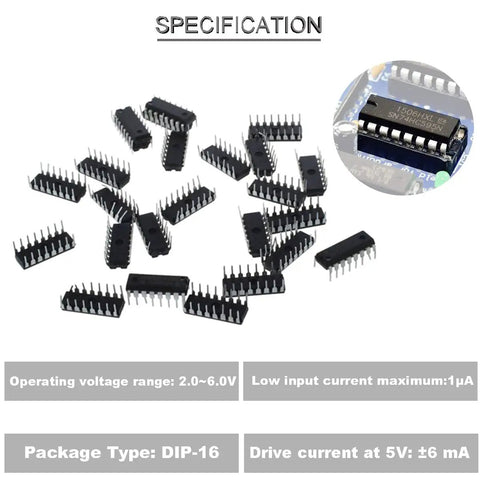SN74HC595N 8 Bit Serial In Parallel Out Shift Register With Three State Outputs DIP 16 High Speed Transmission Includes 20 DIP 16 IC Sockets on black DIP-16 chips