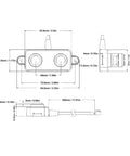 Technical drawing of Waterproof IP67 PWM Output Distance Sensor Housing 9.0x6.0x2.0 with dimensions.