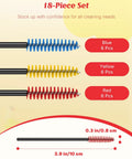 Hummingbird Feeder Cleaning Brushes Kit 18 Pieces Tiny Nylon Brushes For Reaching Narrow Nectar Ports And Small Feeder Parts In A 3 Color Mix For Quick Deep Clean And Easy No Sweat Maintenance, 0.3 in tip