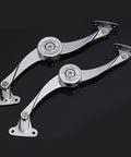 2 Pack Heavy Duty Soft Close Lid Hinges for Chest and Cabinet Doors, zinc alloy, shown extended on dark background.