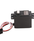 Smooth Operator High Speed Standard RC Servo Motor Featuring Tough Plastic Gears And Durable Metal Output Spline Quiet Tech side view with wires
