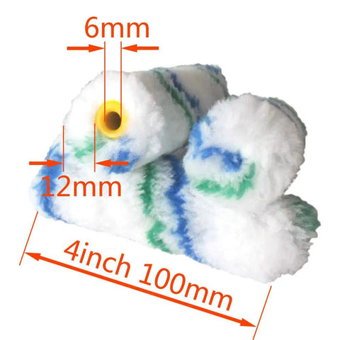 Close-up of 60 Piece Mini Roller Cover Set For Small Edges And Tight Spots 4 Inch Foam Rollers With One Half Inch Nap Lightweight