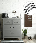 8 Pack Vintage Ceramic Marble Cabinet Pulls With 3.8 Inch Hole Centers installed on grey dresser in bedroom setting, white and black finish