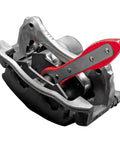 Close-up of Brake Caliper Press Tool 360 Degree Swing Ratchet Piston Spreader with anti-slip grip and compact design.