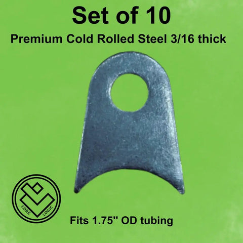 Suspension Tabs Set Of 10 For Roll Cage Radius And Crawler Radius, Heavy Duty Metal Tabs For Seat Belts, Chassis Mounts, Hot Rod And Street Rod Builds, cold rolled steel tab for 1.75 inch OD tubing