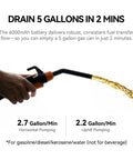 Rechargeable Cordless Fuel Transfer Pump 2.7 GPM Model X1 Ultra With 6000mAh Lithium Ion Battery Leak Proof Design in use