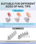 Two Sets Blue Acrylic Nail Stand With Magnetic Display Base For Press Ons Includes 10 Transparent Stands And 30 Pink Reusable Putty Or 100 Transparent Double Sided Tape For Easy Home Or Salon Nail Art Display And Organization showing comparison of nail stands for different tip sizes