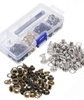 All In One Leather Grommet Kit 6mm Quarter Inch With 200 Eyelets In Gold Black Silver Bronze Includes 3 Grommet Tools