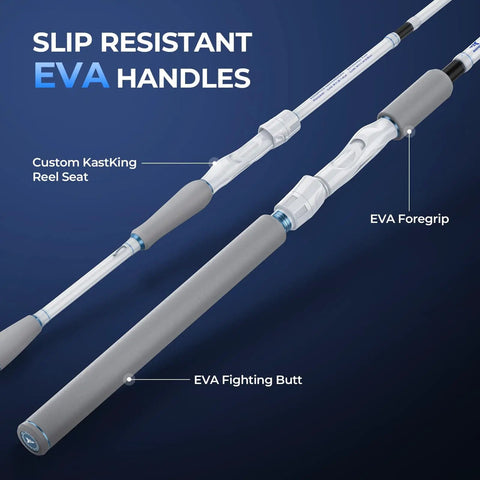 Centron Lite Travel Fishing Rods, 4 and 5 Piece Multi Piece Spinning and Casting Rods, EVA handle details, slip resistant grip