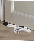 Heavy Duty Door Lifter Tool For Drywall And Board Work Easy Window Hinge Hoist multi function tool at door edge on wooden floor.