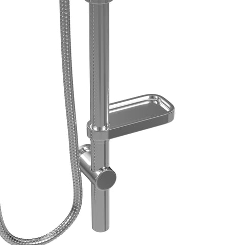 Rain Shower Head With Handheld Sprayer Set, chrome adjustable slide bar and hose detail, part of retrofit kit