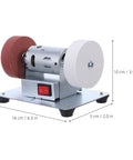 Badass Household Bench Grinder And Electric Sharpening Tool For Metal Tools Shears And Kitchen Knives Easy Rust Removal With Mirror Polish Finish, compact silver and red design.