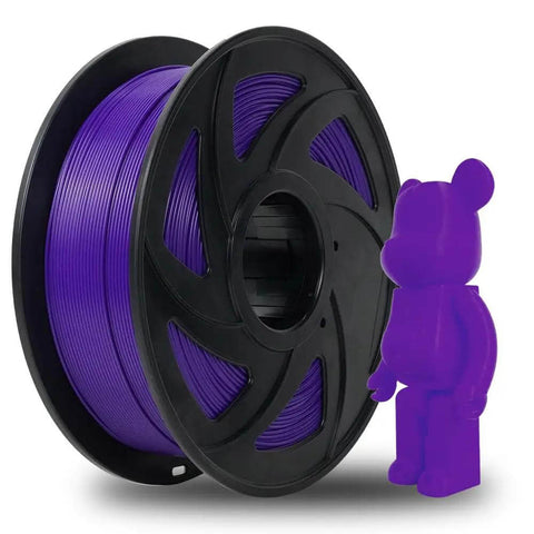 Premium 1.75mm PLA Pro Filament For 3D Printing Purple, 1kg Spool, Dimensional Accuracy Within 0.02mm, shown with purple figure