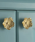 Gold Flower Dresser Knob Set 4 Pack Brass Floral Cabinet Knobs For Dresser Drawers Kitchen Cabinets And Bathroom Vanity Hardware
