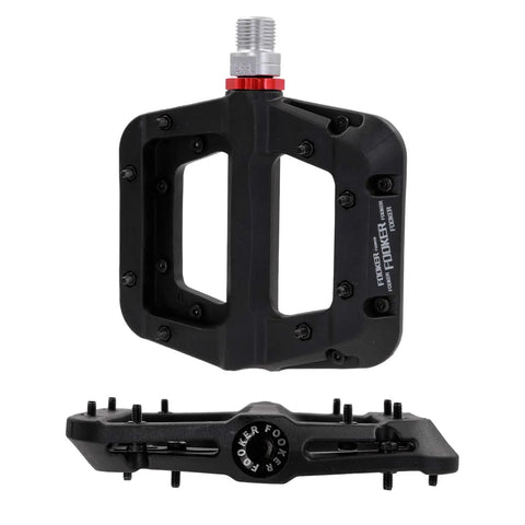 Non Slip Mountain Bike Pedals With Lightweight Nylon Fiber Platform For MTB And BMX 3 Bearing Cr Mo Spindle Rugged All Terrain Pedals Nine Sixteenth Inch Spindle Durable Abrasion Resistant Grippy For Rough Trails Built To Last black pair