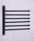 Six Arm Wall Mount Towel Rack Matte Black, Heavy Duty SUS 304 Stainless Steel Towel Holder Organizer on white wall