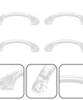 Acrylic Cabinet Pulls Set Of 8 Arc Drawer Handles With Screws, Crystal Wardrobe Knobs, front and side view with detailed angles.