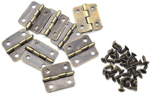 Mini Retro Metal Hinges Set 30 Pcs Bronze Antique Finish with Mounting Screws for Jewelry Boxes Gift Boxes Dollhouses Cabinets