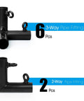 6-pack 3-way and 2-pack 2-way pipe fittings for One And Three Eighths Inch Golf Simulator Enclosure Corner Kit