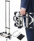 Foldable Luggage Cart With Two Wheels Lightweight Portable Travel Dolly set with bungee, bag, and backpack kit shown in use and folded