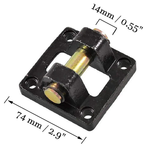 Heavy Duty 14mm Pin Pneumatic Cylinder Rod Pivot Clevis Mounting Bracket With 4 Bolt Holes For Cylinder Systems Industrial Grade Mounting Plate Reliable 4 Bolt Pattern Built To Last For Actuators, black metal 74mm bracket