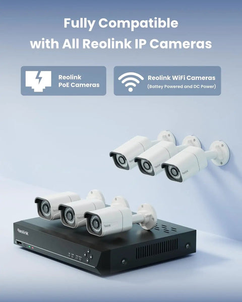8 Channel 4K PoE Security Camera System With 6 Outdoor Bullet Cameras, Smart Person And Vehicle Detection, 8CH NVR Recorder