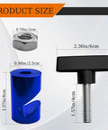 2-Pack Car Hood Prop Struts Clamp For Easy Hood Lift size dimensions and components, dark blue metal clip and nut.