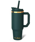 Drip Ready 40 Oz Double Wall Insulated Stainless Steel Tumbler With Screw Top Lid For Iced Coffee Boba And Smoothies In Sleek Emerald Green