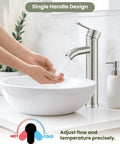 Dope Modern Tall Vessel Sink Faucet With Single Handle For One Hole Install, brushed nickel, hands under water flow
