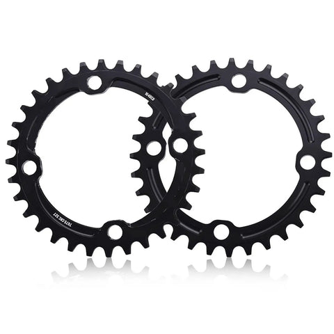 Pair of black single chainrings, Narrow Wide Chainring For Mountain Bikes Single Chainring 32T 34T 36T 38T 104mm BCD Carbon Steel