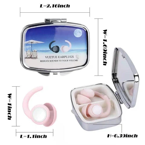 Ultra Comfy Noise Canceling Ear Plugs For Sleep And Travel Reusable Silicone Ear Plugs with case, pink jellyfish design