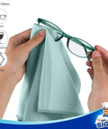 Glass Cleaning Microfiber Cloths 12 Pack 35x40 Cm Lint Free Gentle being used on eyeglasses